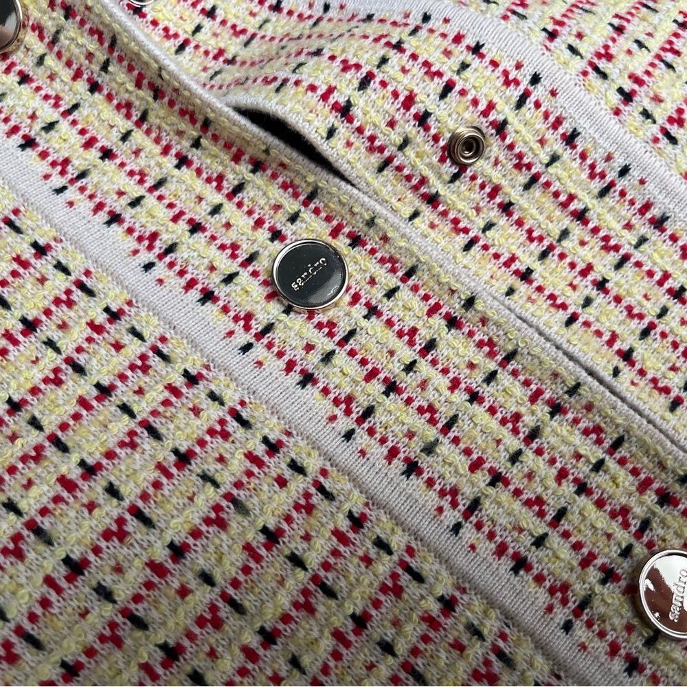 Sandro Blaise Tweed Overshirt-Style Cardigan - Picture 2 of 7
